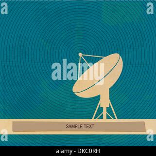 Traduzione del radar. Antenne paraboliche antena. Poster retrò Illustrazione Vettoriale