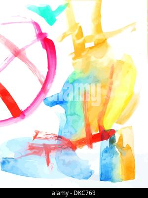 Acquerello colorato strokes - lo spazio per il tuo testo Illustrazione Vettoriale