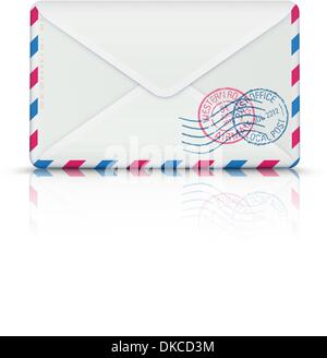 Illustrazione Vettoriale di chiudere airmail busta con timbri di gomma Illustrazione Vettoriale