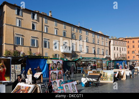 Piazza Navona, pittori e artisti in piazza Roma, lazio, Italy Foto Stock