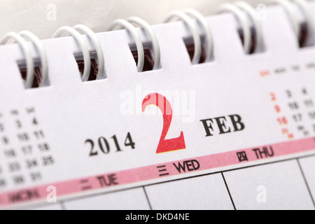 Macro calendario cinese 2014 - Febbraio Foto Stock