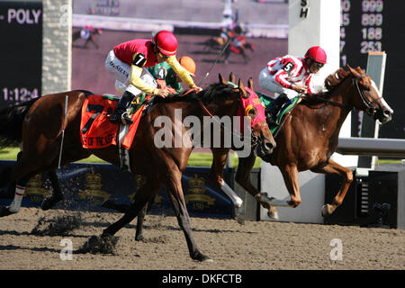 Giu 21, 2009 - Toronto, Ontario, Canada - Occhio di Leopard (7) e jockey EURICO ROSA DA SILVA vincere il centocinquantesimo Queens piastra Domenica a Woodbine Racetrack a Toronto, Ontario in Canada. (Credito Immagine: © Anson appeso/Southcreek globale/ZUMA Press) Foto Stock