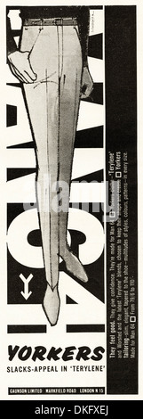 Negli anni sessanta la rivista vintage pubblicità pubblicità yorchesi pantaloni per gli uomini Foto Stock