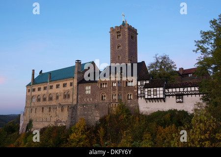 Il castello di Wartburg nella luce del mattino, città di Eisenach, Turingia, Germania, Europa Foto Stock