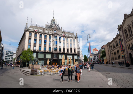 Karl Johans Gate, Oslo, Norvegia, Scandinavia, Europa Foto Stock