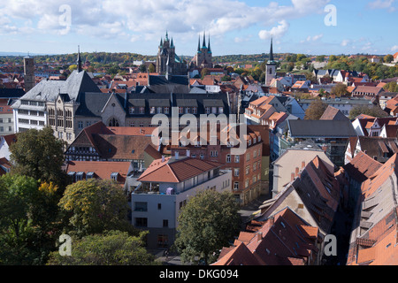 Vista sulla città di Erfurt, Turingia, Germania, Europa Foto Stock