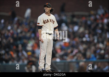 Jul 27, 2009 - San Francisco, California, Stati Uniti d'America - San Francisco Giants lanciatore TIM LINCECUM in azione durante la partita MLB tra i pirati di Pittsburgh e San Francisco Giants di AT&T Park di San Francisco. (Credito Immagine: © Matt Cohen/Southcreek globale/ZUMA Press) Foto Stock