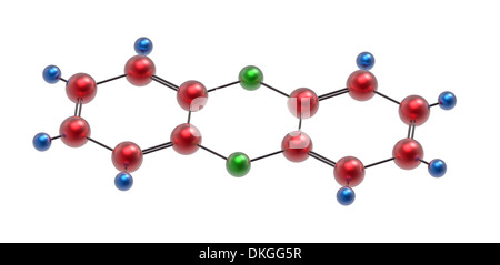 Molecola di diossina, 3D render, isolato su bianco Foto Stock
