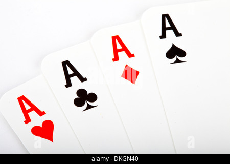 I quattro assi da un set di carte da gioco. Foto Stock