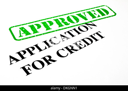 Close-up di un "approvati" domanda di credito intestata. Foto Stock