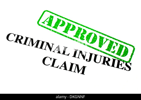 Close-up di un "approvati" Criminal Injuries rivendicazione lettera. Foto Stock