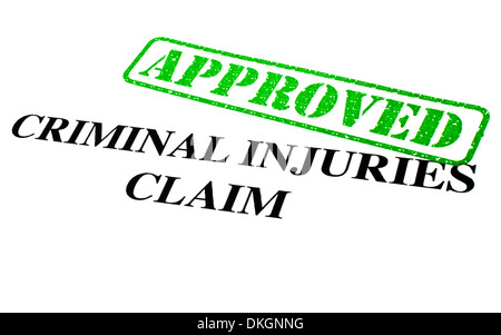 Close-up di un "approvati" Criminal Injuries rivendicazione lettera. Foto Stock
