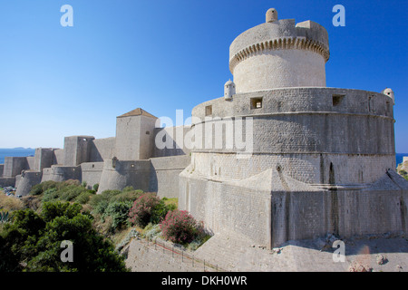 Fort Minceta e alle mura della vecchia città, patrimonio mondiale dell UNESCO, Dubrovnik, Dalmazia, Croazia, Europa Foto Stock