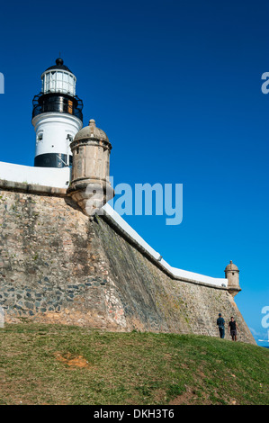 Farol da Barra Lighthouse, Salvador da Bahia, Bahia, Brasile, Sud America Foto Stock