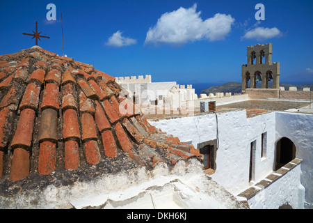 Agios Ioanis Theologos (Monastero di San Giovanni il Teologo), sito UNESCO, Patmos, Dodecaneso, isole greche, Grecia Foto Stock