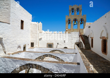 Agios Ioanis Theologos (Monastero di San Giovanni il Teologo), sito UNESCO, Patmos, Dodecaneso, isole greche, Grecia Foto Stock