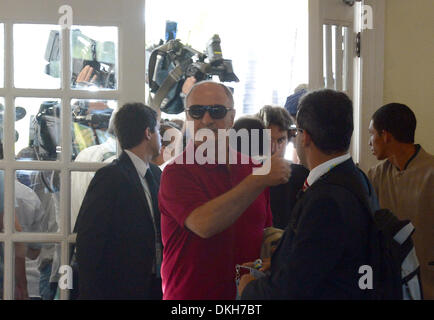 Costa do Sauipe, Brasile. 05 Dic, 2013. Il Brasile head coach Luiz Felipe Scolari arriva alla classe di hotel in Costa do Sauipe, Brasile, 05 dicembre 2013. Il final draw per il turno preliminare di gruppi di 2014 FIFA World Cup Brasile si terrà il 06 dicembre 2013. Foto: Marcus Brandt/dpa/Alamy Live News Foto Stock