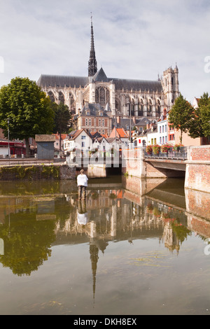 Notre Dame d'Cattedrale di Amiens, Sito Patrimonio Mondiale dell'UNESCO, Amiens, Somme Picardia, Francia, Europa Foto Stock
