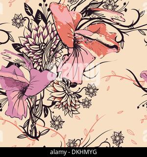 Vector seamless motivo floreale con gladioluses Illustrazione Vettoriale