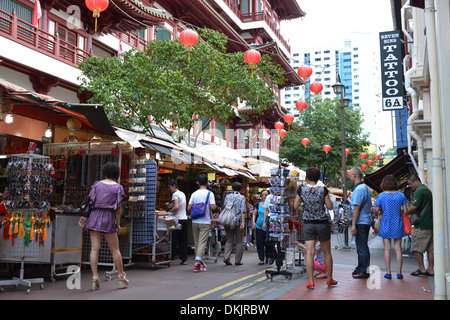 Il sago Street, Chinatown, Singapur Foto Stock