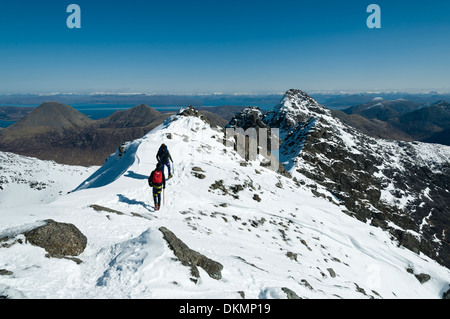 La cresta principale delle montagne Cuillin da Bruach na Frith, guardando verso Sgurr nan Gillean, Isola di Skye, Scotland, Regno Unito. Foto Stock