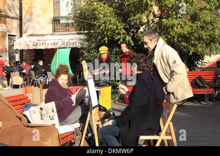 Venezia, Italia. Il 7 dicembre, 2013. Protesta "S.O.S. Artisti di strada!" contro il molto restrittivo e arte di strada regolamenti di Venezia, Italia. Foto Stock