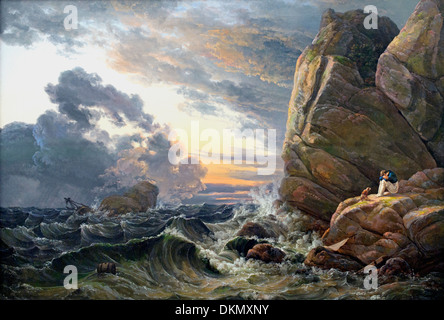La mattina dopo una notte di tempesta (1819) JOHAN CHRISTIAN DAHL (1788-1857) la Norvegia Norwegian Foto Stock