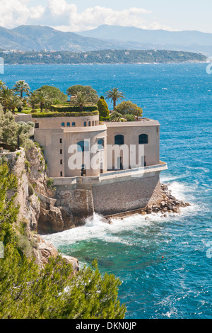 Vista Baia e il Museo Oceanografico, Monaco, sovrano città-stato, Riviera Francese, Europa occidentale. Foto Stock