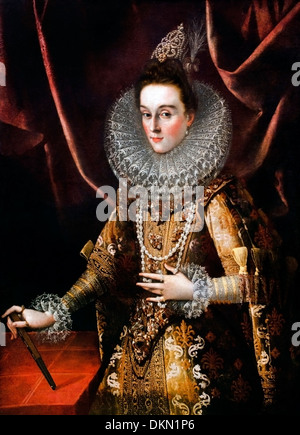 La INFANTA ISABELLA Clara Eugenia di Spagna (1599) JUAN PANTOJA DE LA CRUZ (1553-1608) Spagna - Spagnolo Foto Stock