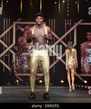 Birmingham, Regno Unito. Il 7 dicembre, 2013. Principali mostrano presso i vestiti Show Live, ballerini e dei modelli per la folla sulla passerella Credito: Paolo Hastie/Alamy Live News Foto Stock