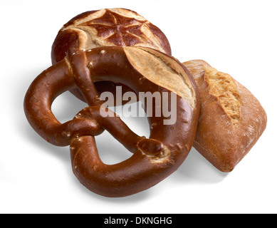 Il tedesco lye panini e pane in luce posteriore Foto Stock