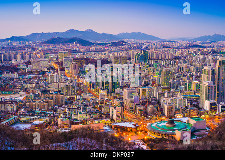 Seoul, Corea del Sud skyline serale. Foto Stock