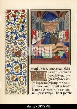 Conferenza tra Carlo V di Francia e di Carlo IV di Boemia, 1378. Foto Stock