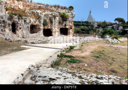 Teatro greco (V secolo a.C.), Siracusa, Sicilia, Italia Foto Stock