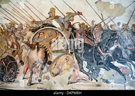Battaglia tra Alessandro e Dario da Pompei (120 BC), Mosaico, Museo Archeologico Nazionale Napoli, campania, Italy Foto Stock