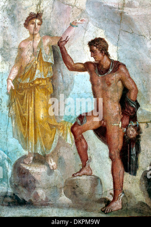 Perseo che libera Andromeda, affresco Romano da Pompei, Museo Archeologico Nazionale Napoli, campania, Italy Foto Stock