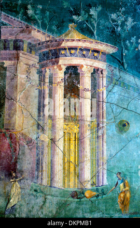 Architettura, affresco Romano da Pompei, Museo Archeologico Nazionale Napoli, campania, Italy Foto Stock