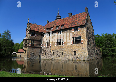 Moated il castello Vischering, Luedinghausen Muensterland, Renania settentrionale-Vestfalia Germania Foto Stock