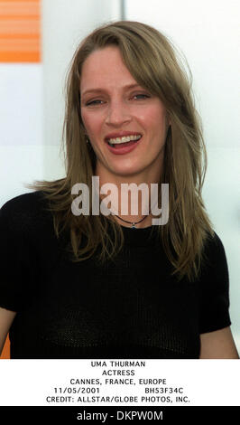 11 maggio 2001 - CANNES, Francia, Europa - Uma Thurman.attrice.CANNES, Francia, Europa.11/05/2001.BH53F34C.CREDITO:(Immagine di credito: © Globo foto/ZUMAPRESS.com) Foto Stock