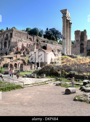 Tempio di Castore e Polluce, Foro Romano, Roma, Italia Foto Stock