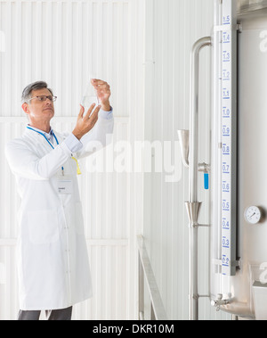 Scienziato che lavora in stabilimento di trasformazione alimentare Foto Stock