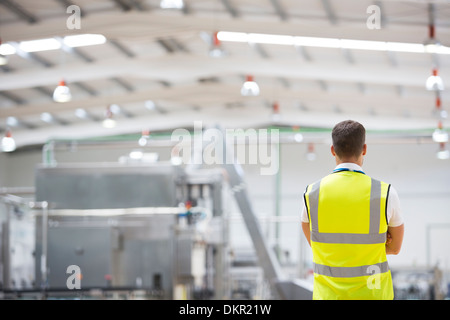 Lavoratore in piedi in fabbrica Foto Stock