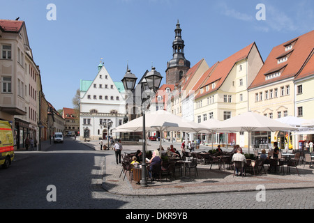 Eisleben Sachsen Anhalt Rathaus Marktplatz San Andreas town hall market place Luther monumento Foto Stock