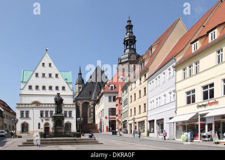 Eisleben Sachsen Anhalt Rathaus Marktplatz San Andreas market place municipio monumento di Lutero Foto Stock