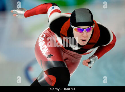 Febbraio 16, 2010 - Vancouver, British Columbia, Canada - Olimpiadi Short Track - Canada's Christine Nesbitt finito di xi nel Signore 500m Finale alla Olimpiadi Invernali 2010 nel febbraio16, 2010 in Vancouver, British Columbia. (Credito Immagine: © Paul Kitagaki Jr./ZUMApress.com) Foto Stock