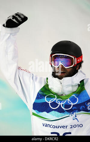 Feb 17, 2010 - Cypress Mountain, British Columbia, Canada - Canada's JUSTIN LAMOUREUX durante gli uomini Halfpipe Snowboard a concorrenza di 2010 giochi olimpici invernali di Vancouver. (Credito Immagine: © Jed Conklin/ZUMA Press) Foto Stock