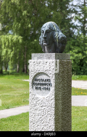 Busto di Nicolò Copernico in Jodrell Bank, Cheshire, Regno Unito Foto Stock