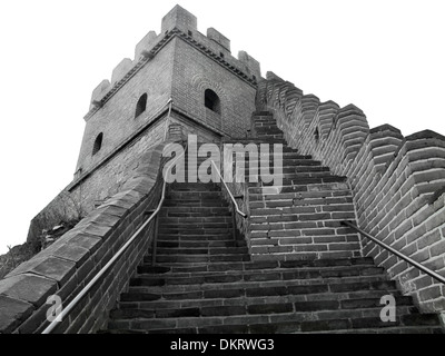 Immagine in bianco e nero alla Grande Muraglia di Badaling vicino Foto Stock