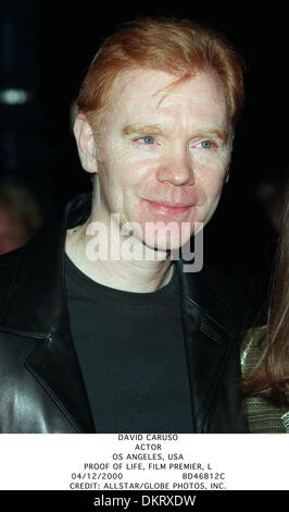 Il 4 dicembre, 2000 - PROVA DI VITA, FILM PREMIER, L - DAVID CARUSO.attore.OS ANGELES, Stati Uniti d'America.PROVA DI VITA, FILM PREMIER, L.04/12/2000.BD46B12C.CREDITO:(Immagine di credito: © Globo foto/ZUMAPRESS.com) Foto Stock