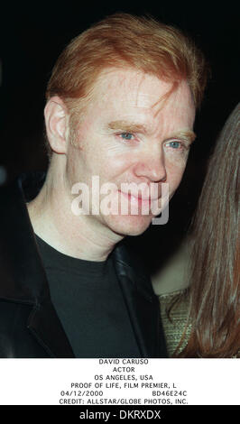 Il 4 dicembre, 2000 - PROVA DI VITA, FILM PREMIER, L - DAVID CARUSO.attore.OS ANGELES, Stati Uniti d'America.PROVA DI VITA, FILM PREMIER, L.04/12/2000.BD46E24C.CREDITO:(Immagine di credito: © Globo foto/ZUMAPRESS.com) Foto Stock